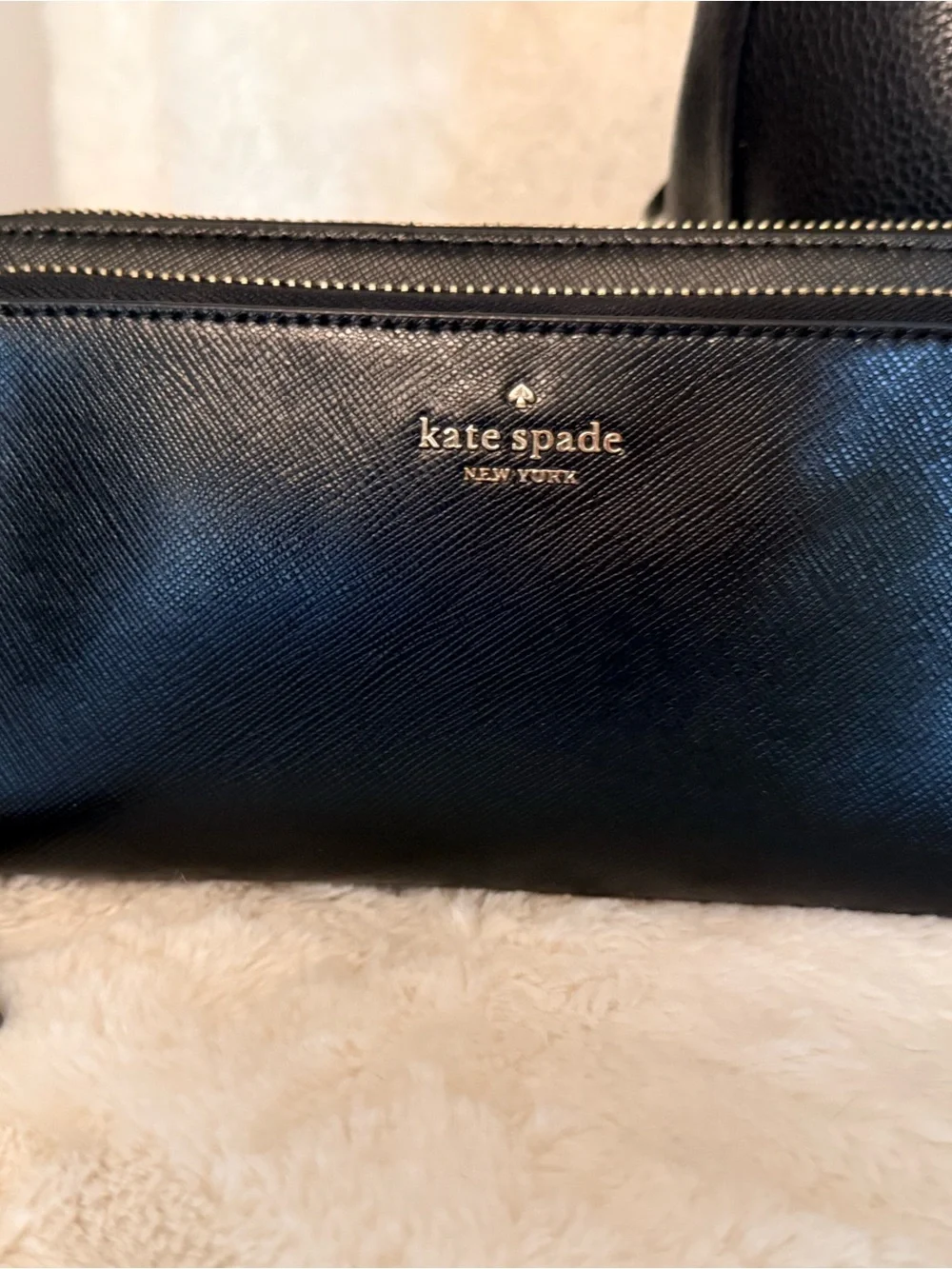 Authentic Kate Spade New York Black Leather Hobo Bag with Zip Wallet